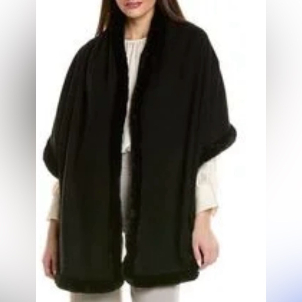 J.MCLAUGHLIN ARTEMIS WOOL PONCHO-black